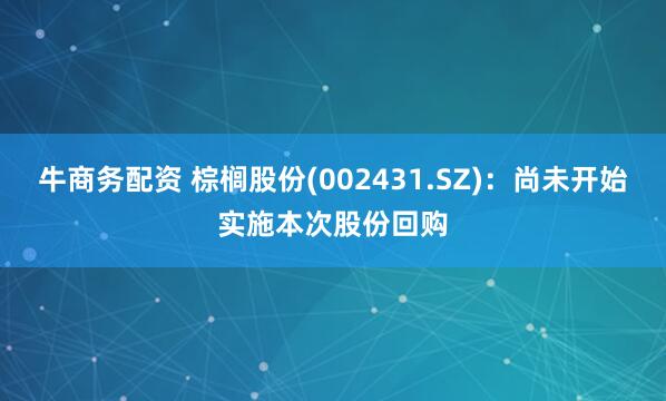 牛商务配资 棕榈股份(002431.SZ)：尚未开始实施本次股份回购