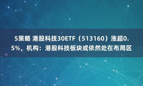 5策略 港股科技30ETF（513160）涨超0.5%，机构：港股科技板块或依然处在布局区